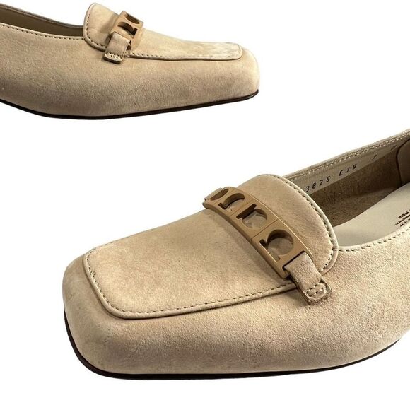 Salvatore Ferragamo Low-Heeled Loafer Shoes Size 7 Women's Cream Square Toe - Picture 3 of 11